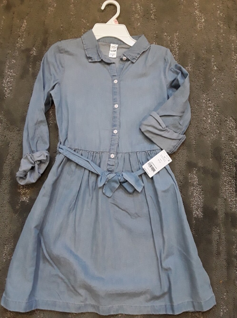 Carters Size 10 Blue Chambray (Soft Denim) Shirt Dress with Waist tie